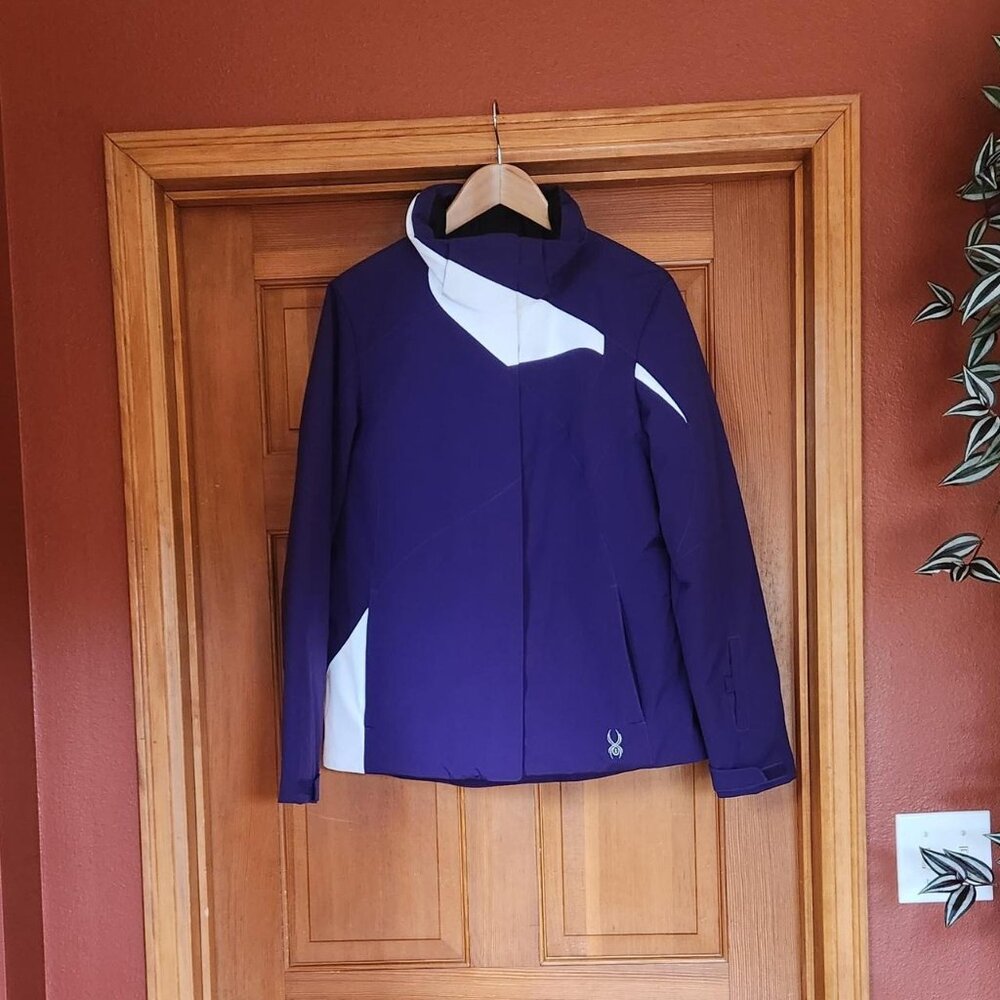 Spyder Womens Purple and White Winter Ski Jacket Parka